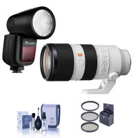 

Sony FE 70-200mm f/2.8 GM (G Master) OSS E-Mount Lens - Bundle With Flashpoint Zoom Li-on X R2 TTL On-Camera Round Flash Speedlight, 77mm Filter Kit, Cleaning Kit