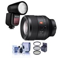 

Sony FE 85mm F1.4 GM (G Master) E-Mount Lens - Bundle With Flashpoint Zoom Li-on X R2 TTL On-Camera Round Flash Speedlight, 77mm Filter Kit, Cleaning Kit