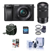 

Sony Alpha A6000 Mirrorless Digital Camera with 16-50mm f/3.5-5.6 OSS & 55-210mm f/4.5-6.3 OSS Lenses Black - Bundle With 16GB SDHC Card, Camera Bag, 49mm Filter Kit, Cleaning Kit, PC Software package