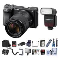 Sony Alpha a6400 24.2MP Mirrorless Digital Camera With 18-135mm f/3.5-5.6 OSS Lens - Bundle with 64GB SDXC U3 Card, Camera Case, Spare Battery, Tripod, Trigger, Video Light, Shotgun Mic, Software Package and More