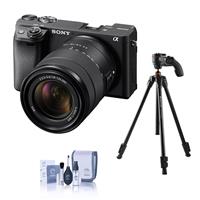 Sony Alpha a6400 Camera with 18-135mm f/3.5-5.6 OSS Lens, Bundle with Tripod
