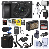 

Sony Alpha a6400 24.2MP Mirrorless Digital Camera with 16-50mm f/3.5-5.6 OSS Lens - Bundle with 64GB SDXC U3 Card, Camera Case, Spare Battery, Tripod, Trigger, Video Light, Shotgun Mic, Software Package and More