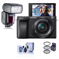 

Sony Alpha a6400 24.2MP Mirrorless Digital Camera with 16-50mm f/3.5-5.6 OSS Lens - With Flashpoint Zoom TTL R2 Flash with Integrated R2 Radio Transceiver, Sony, 40.5mm Filter Kit, Cleaning Kit