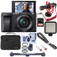 

Sony Alpha a6400 24.2MP Mirrorless Digital Camera with 16-50mm f/3.5-5.6 OSS Lens - Bundle With RODE Compact On-Camera Mic, 64GB SDXC Card, Peak Cuff Wrist Strap, Mini LED Light, 40.5 Filter Kit, More