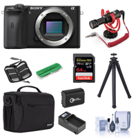 

Sony Alpha a6600 Mirrorless Camera Body - Bundle With Camera Case, 64GB SDXC U3 Memory Card, Spare Battery, RODE Compact On-Camera Mic, Table Top Tripod, Compact Charger, Cleaning Kit, And More