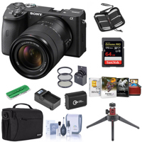 

Sony Alpha a6600 Mirrorless Digital Camera with 18-135mm Lens - Bundle With Camera Case, 64GB SDXC U3 Memory Card, Spare Battery, Table Top Tripod, Compact Charger, 55mm Filter Kit, Mac Software, More