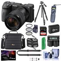 Sony Alpha a6600 Mirrorless Digital Camera with 18-135mm Lens - Bundle With Camera Case, 128GB SDXC Memory Card, 2x Spare Battery, Tripod, Remote Shutter Release, Peak SlideLITE Strap, Software, More