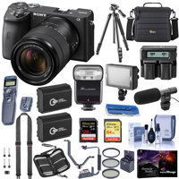 

Sony Alpha a6600 Mirrorless Camera with 18-135mm Lens - Bundle With Camera Case, 128GB /64 SDXC Memory Cards, 2x Batteries, Tripod, Dual Charger, Zoom-Mini TTL R2 Flash, LED Light, Shotgun Mic, More