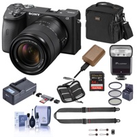 

Sony Alpha a6600 Mirrorless Digital Camera with 18-135mm Lens - Bundle With Camera Case, 64GB SDXC Memory Card, Spare Battery, Zoom-Mini TTL R2 Flash, Compact Charger, Peak SlideLITE Strap, And More