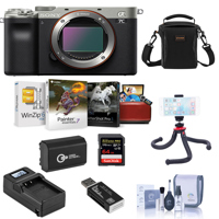 

Sony Alpha 7C Mirrorless Digital Camera Body Only, Silver Bundle with Bag, 64GB SD Card, Mini Tripod, Extra Battery, Compact Charger, Corel Mac Software Kit and Accessories