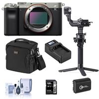 

Sony Alpha 7C Mirrorless Digital Camera, Silver (Body Only), Gimbal Bundle with DJI RSC 2 Stabilizer, Bag, 128GB SD Card, Extra Battery, Compact Charger, Cleaning Kit