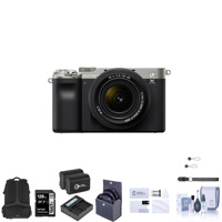 

Sony Alpha 7C Mirrorless Digital Camera with FE 28-60mm Lens, Silver, Bundle With 128GB SD Card, Backpack, Wrist Strap, 2x Extra Battery, Dual Charger, Filter Kit and Accessories
