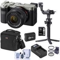 

Sony Alpha 7C Mirrorless Digital Camera with FE 28-60mm Lens, Silver, Gimbal Bundle with DJI RSC 2 Stabilizer, Bag, 128GB SD Card, Extra Battery, Charger and Accessories