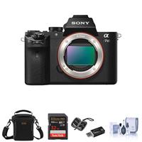 Sony Alpha a7II Mirrorless Digital Camera, 24.3MP, - Bundle with Camera Holster Case , 32GB Class 10 SDHC Card, Cleaning Kit, SD Card Reader, Card Wallet