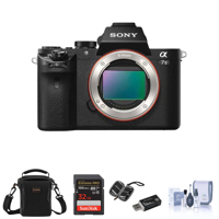 

Sony Alpha a7II Mirrorless Digital Camera, 24.3MP, - Bundle with Camera Holster Case , 32GB Class 10 SDHC Card, Cleaning Kit, SD Card Reader, Card Wallet