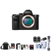 

Sony Alpha a7II Mirrorless Digital Camera, 24.3MP, - Bundle With Camera Holster Case , 32GB Class 10 SDHC Card, Spare Battery, Full Size Tripod, Cleaning Kit, SD Card Reader, Card Wallet, HDMI Micro Cable