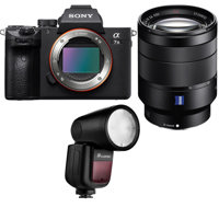 

Sony Alpha a7 III 24MP UHD 4K Mirrorless Digital Camera With Sony Vario-Tessar T* FE 24-70mm f/4 ZA OSS Full Frame Lens - With Flashpoint Zoom Li-on X R2 TTL On-Camera Round Flash Speedlight