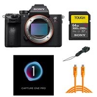 Sony Alpha a7R III Mirrorless Digital Camera Body (V2) - Bundle with Capture One Pro Photo Editing Software, 64GB UHS-II V90SD Card, Tether USB-C Cable, Tethering