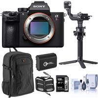 Sony Alpha a7R IV Mirrorless Digital Camera Body (V2) Bundle with DJI RSC 2 Gimbal, Backpack, 128GB SD Card, Extra Battery and Accessories