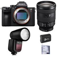 Sony Alpha a7R IV Mirrorless Digital Camera (V2) with FE 24-105mm f/4 G OSS Lens Bundle with Flashpoint Zoom Li-on X R2 TTL On-Camera Round Flash Speedlight and Accessories