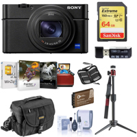 

Sony Cyber-shot DSC-RX100 VII Digital Camera - Bundle With 64GB SDXC U3 Card, Table top Tripod, Camera Case, Spare Battery, Memory Wallet, Cleaning Kit, Card Reader, Mac Software Package