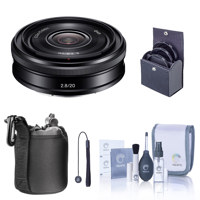 

Sony E 20mm F2.8 E-Mount Lens, Black - Bundle w/Filter Kit (UV/CPL/ND2), Lens Case, Cleaning Kit, Capleash