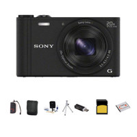 

Sony Cyber-shot DSC-WX350 Digital Camera, 18.2MP, 20x Optical Zoom, Black - Bundle With 32GB class 10 SDHC Card, Camera Case, Spare Battery, Cleaning Kit, SD Card Reader, Software Package, And more