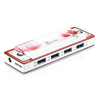 

J5 Create JUH345RE Harmonica USB 3.0 4-Port Hub for Mac and Windows, Red