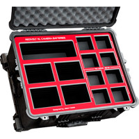 

Jason Cases Wheeled Case with Laser-Cut Foam for Red Redvolt XL Battery and Charger, Black/Red Overlay