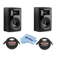 

JBL 2 Pack 306P MkII Powered 6.5" Two-Way Studio Monitor - Bundle With 2 Pack 8mm XLR Microphone Cable 3 Pin XLR Male to 3 Pin XLR Female 10', Microfiber Cloth