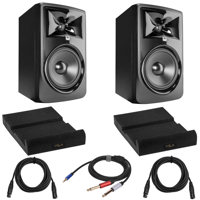 

JBL 2 Pack 308P MkII Powered 8" Two-Way Studio Monitor Bundle with 2 Pack Isolation Pad for Studio Monitor, 2 Pack 15-Foot XLR M to XLR F Microphone Cable, Y Splitter Cable, 10-Foot