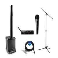 

JBL EON ONE All-In-One Linear Array P.A. System, Includes EON ONE Base and Column Speaker Array - AKG Acoustics WMS40 Mini Single Vocal Set Wireless Microphone Kit - Mic Stand - XLR Cable