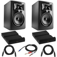 

JBL 2 Pack 305P MkII Powered 5-Inch Dual 41W Two-Way Studio Monitor (Black) Bundle with 2 Pack Isolation Pad, 2 Pack XLR M to XLR F Microphone Cable 15-Foot, Y Splitter Cable 10-Foot