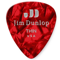 

Dunlop Celluloid Guitar Picks, Thin, Red Pearloid, 12-Pack