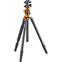 

K&F Concept Black and Orange Aluminum Tripod Monopod with Center Axle Transverse