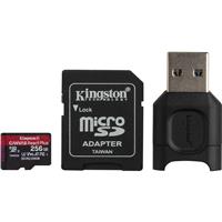 

Kingston Technology Canvas React Plus 256GB microSDXC UHS-II Class 10 Memory Card with SD Adapter, 285MB/s Read, 165MB/s Write