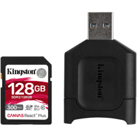 

Kingston Technology Canvas React Plus 128GB SDXC UHS-II Class 10 Memory Card with SD Adapter, 300MB/s Read, 260MB/s Write