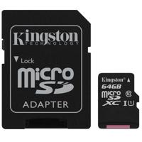 

Kingston Technology 64GB Class 10 UHS-I microSDXC Memory Card with SD Adapter, 45MB/s Read and 10MB/s Write Speed