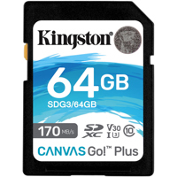 

Kingston Technology Canvas Go! Plus 64GB SDXC UHS-I Class 10 Memory Card, 170MB/s Read, 70MB/s Write