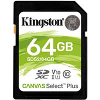 

Kingston Technology Canvas Select Plus 64GB SDXC UHS-I Class 10 Memory Card, 100MB/s Read, 10MB/s Write