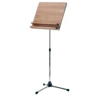 

K&M 118/3 Orchestra Music Stand with Chrome Stand and Walnut Wooden Desk, Additional Shelf