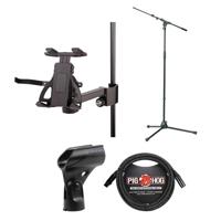 

K&M 19740 Tablet PC Holder with Mic Stand + Telescoping Boom, Shure A25D Mic Stand Adapter, 15' XLR Mic Cable
