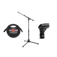 

K&M 259 Low Microphone Stand with Boom Arm, Microphone Stand Adapter and Cable, 16.73-25.39" Height, Black