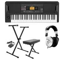 

Korg EK-50 61-Key Arranger Entertainer Keyboard (Black), Starter Bundle with Bench, Stand and H&A Studio Headphones