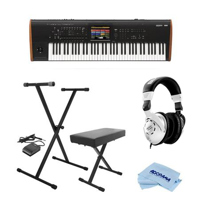 

Korg Kronos 73 Key Music Workstation with SGX-2 Engine, Kronos System Version 3.0 Bundle With On-Stage KPK6520 Keyboard Stand/Bench Pack with Sustain Pedal, H&A Closed-Back Studio Monitor Headphones, Cloth