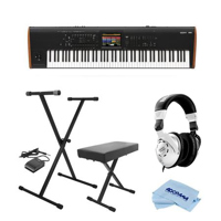 

Korg Kronos 88 Key Music Workstation with SGX-2 Engine, Kronos System Version 3.0 Bundle With On-Stage KPK6520 Keyboard Stand/Bench Pack with Sustain Pedal, H&A Closed-Back Studio Monitor Headphones, Cloth