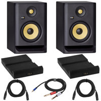 

KRK 2 Pack ROKIT 5 G4 5-Inch Powered Studio Monitor, Black Bundle with 2 Pack Isolation Pad, 2 Pack XLR M to XLR F Microphone Cable 15-Foot, Y Splitter Cable 10-Foot
