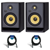 

KRK 2 Pack ROKIT 7 G4 7" Powered Near-Field Studio Monitor, 42Hz-40kHz Frequency Response, Black - With 2 Pack 20' 6mm Rubber XLR Microphone Cable