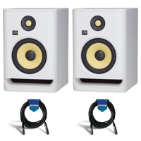 

KRK 2 Pack ROKIT 7 G4 7" Powered White Noise Near-Field Studio Monitor, 42Hz-40kHz Frequency Response - With 2 Pack 20' 6mm Rubber XLR Microphone Cable