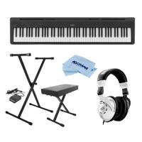 

Kawai ES110 88-Key Portable Digital Piano, Stylish Black, Bundle with H&A Monitor Headphones & H&A Keyboard Stand Bench Pedal